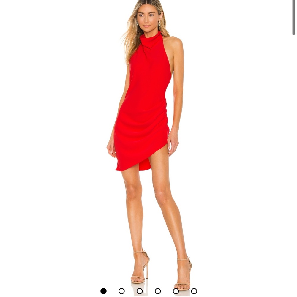 Amanda Uprichard Red Asymmetrical Halter Sheath Dress